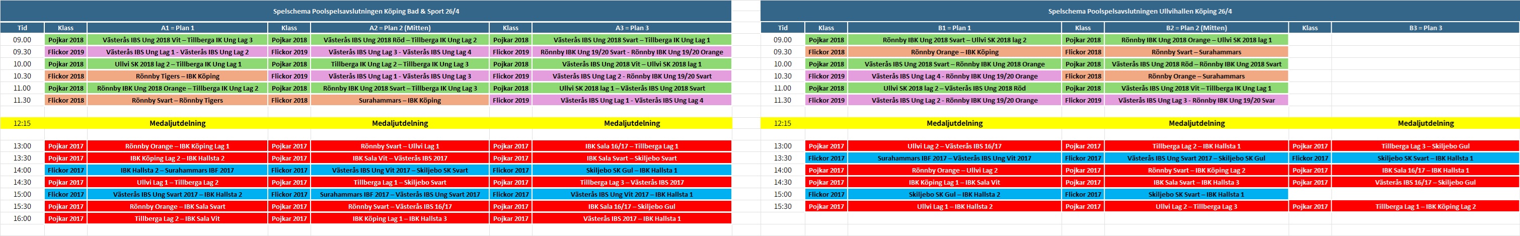 Spelschema Poolspelsfesten 2026